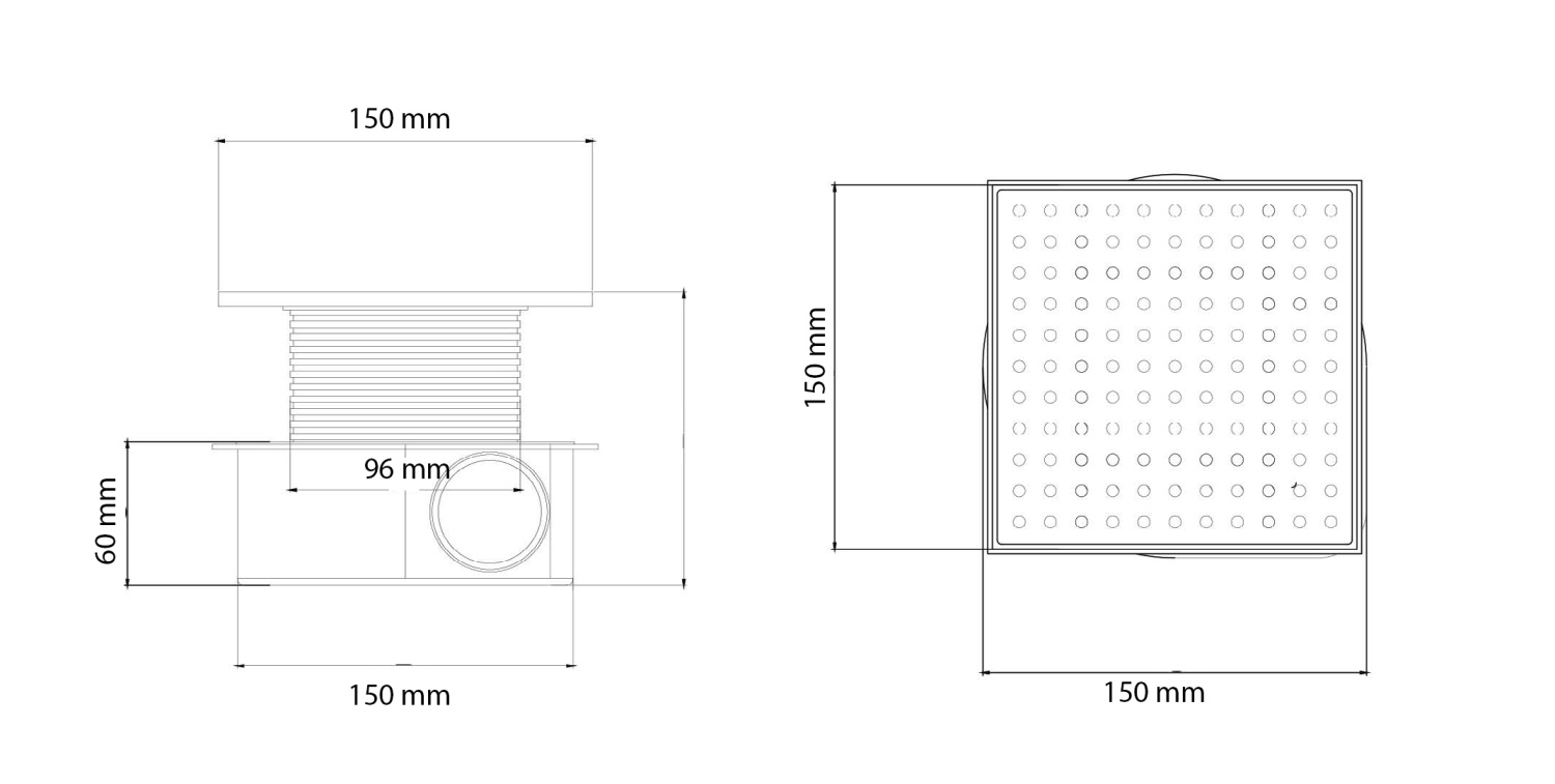 Boheme Трап точечный 15 см, с решеткой со щелью для воды, цвет: black 984-15-B