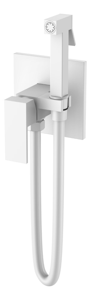 Boheme Qubic Гигиенический душ со смесителем и встраиваемой частью, цвет: matt white 477-MW