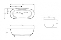 Abber Kristall Ванна прозрачная отдельностоящая 170x75x55h см, цвет: бирюзовый AT9707Aquamarin