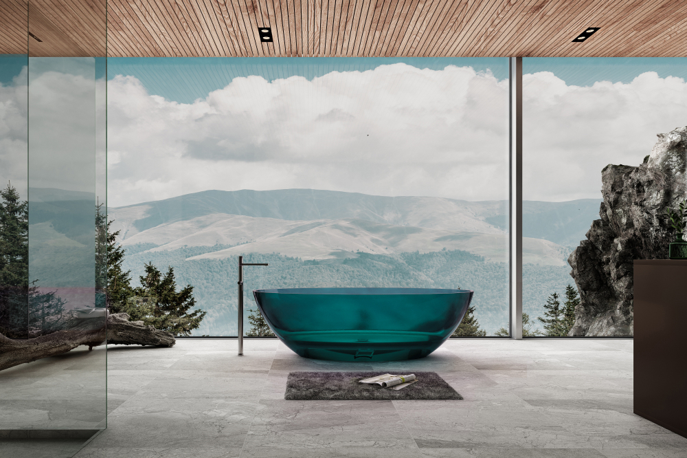 Abber Kristall Ванна прозрачная отдельностоящая 180x85x52h см, цвет: бирюзовый AT9702Aquamarin