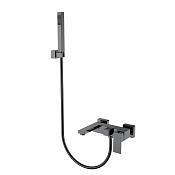 Boheme Qubic Смеситель для ванны с душевым комплектом: ручной душ, излив 20см, цвет:shine gun metall 473-SGM