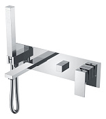 Boheme Qubic Смеситель встраиваемый с душевым набором - ручной душ, излив 21 см, шланг, цвет: chrome 474-2-CR