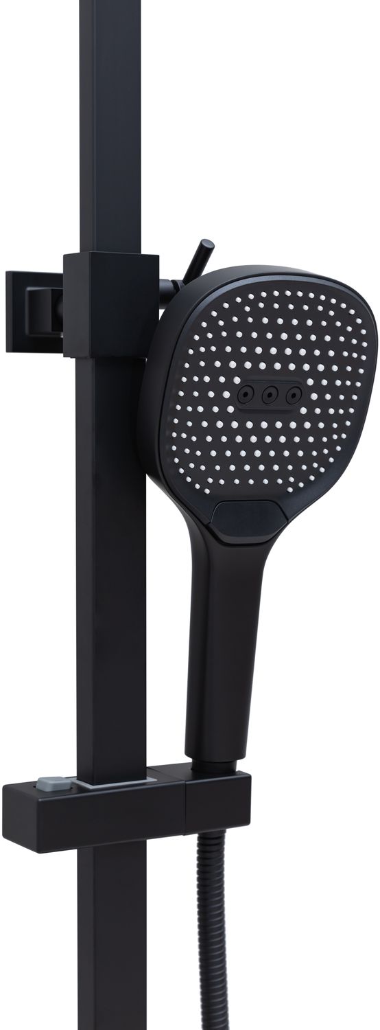 Allen Brau Infinity Душевая стойка: смеситель, ручной и верхний душ, шланг 150 см, цвет: черный мат 5.21030-31