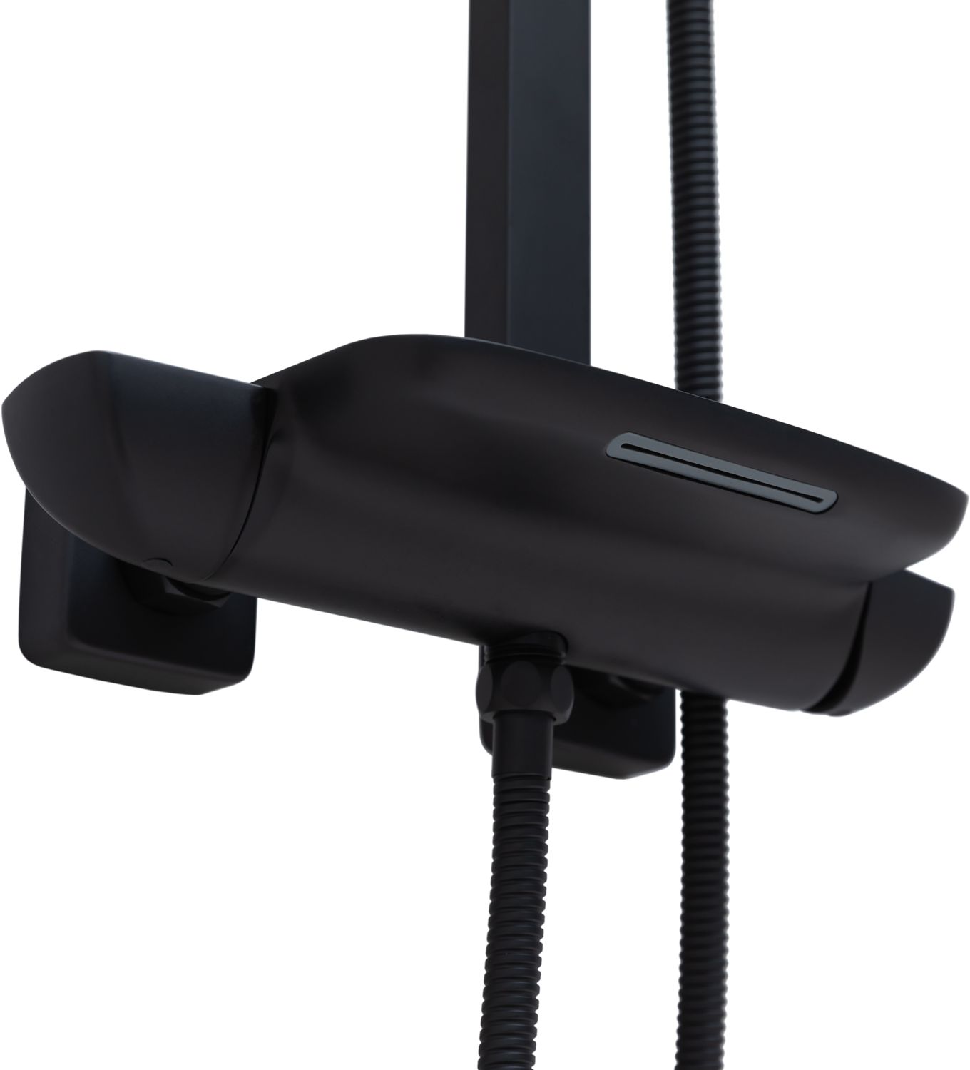 Allen Brau Infinity Душевая стойка: смеситель, ручной и верхний душ, шланг 150 см, цвет: черный мат 5.21030-31