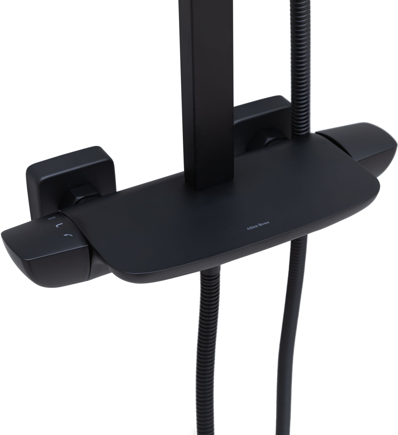 Allen Brau Infinity Душевая стойка: смеситель, ручной и верхний душ, шланг 150 см, цвет: черный мат 5.21030-31