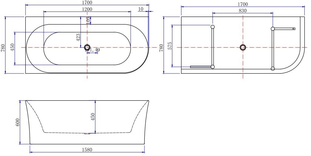 Allen Brau Priority Акриловая ванна 170x78 см, цвет: белый/черный 2.31004.20A/AM