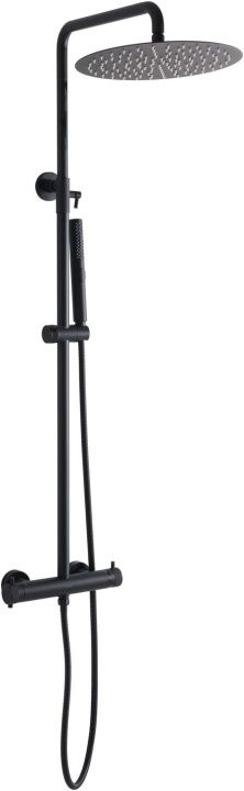 Allen Brau Fantasy Душевая стойка: термостат, ручной и верхний душ, шланг 150 см, цвет: черный мат 5.11001-31
