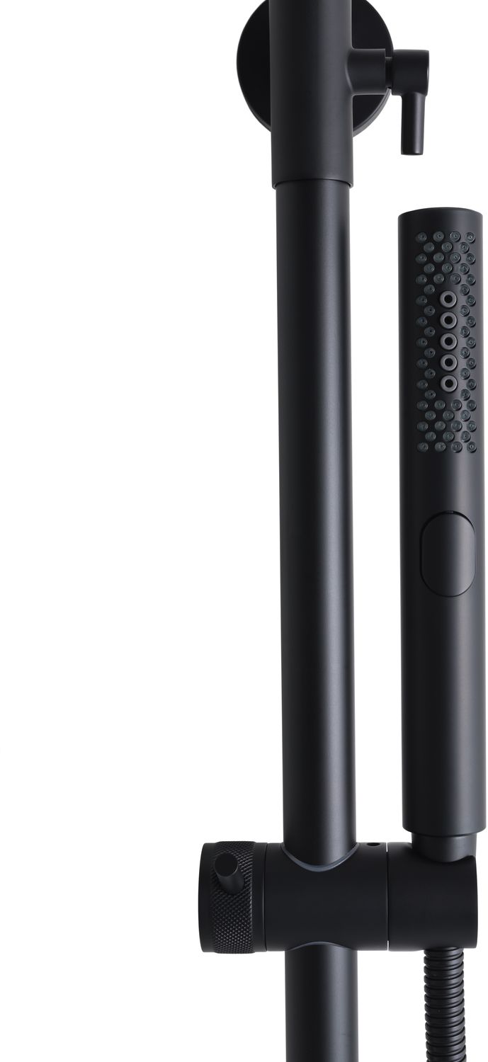 Allen Brau Fantasy Душевая стойка: термостат, ручной и верхний душ, шланг 150 см, цвет: черный мат 5.11001-31