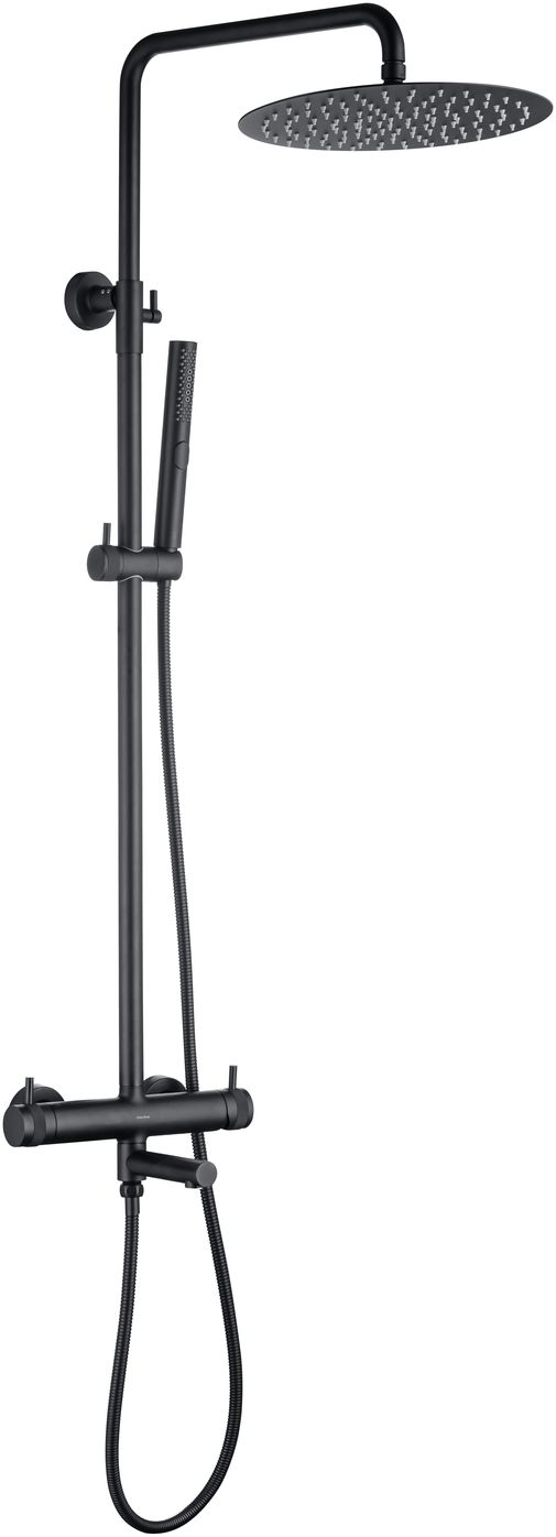 Allen Brau Priority Душевая стойка: смеситель, ручной и верхний душ, шланг 150 см, цвет: черный мат 5.31A10-31