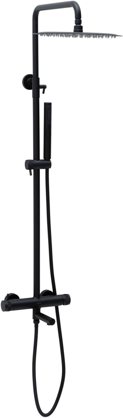 Allen Brau Priority Душевая стойка: смеситель, ручной и верхний душ, шланг 150 см, цвет: черный мат 5.31A10-31