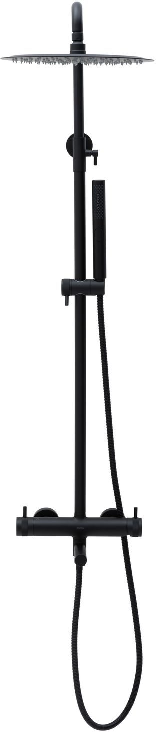 Allen Brau Priority Душевая стойка: смеситель, ручной и верхний душ, шланг 150 см, цвет: черный мат 5.31A10-31