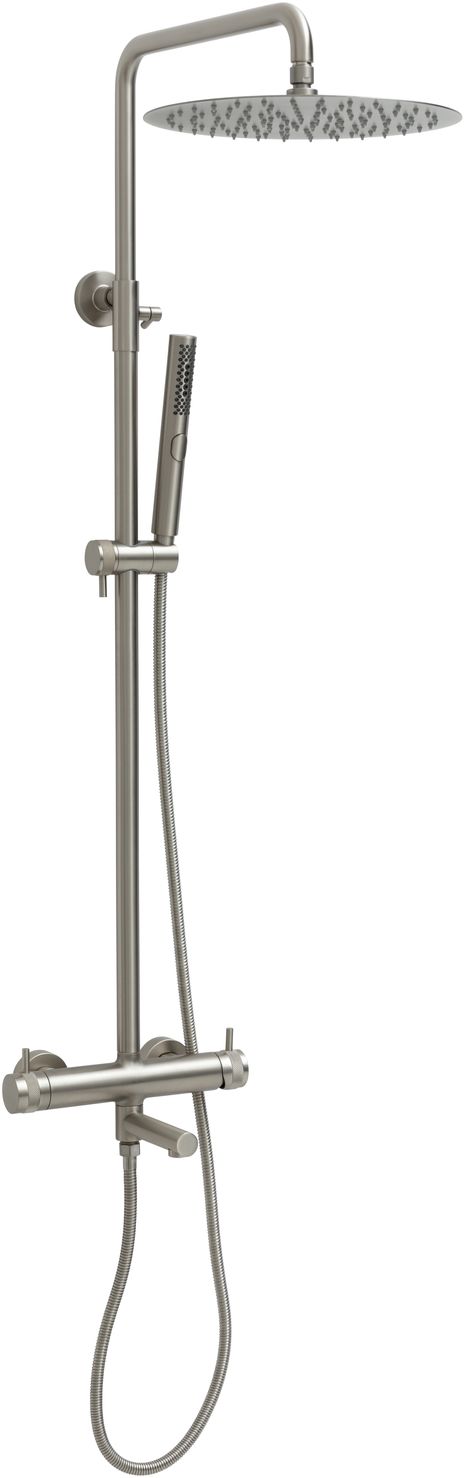 Allen Brau Priority Душевая стойка: смеситель, ручной и верхний душ, шланг 150 см, цвет: никель браш 5.31A10-BN