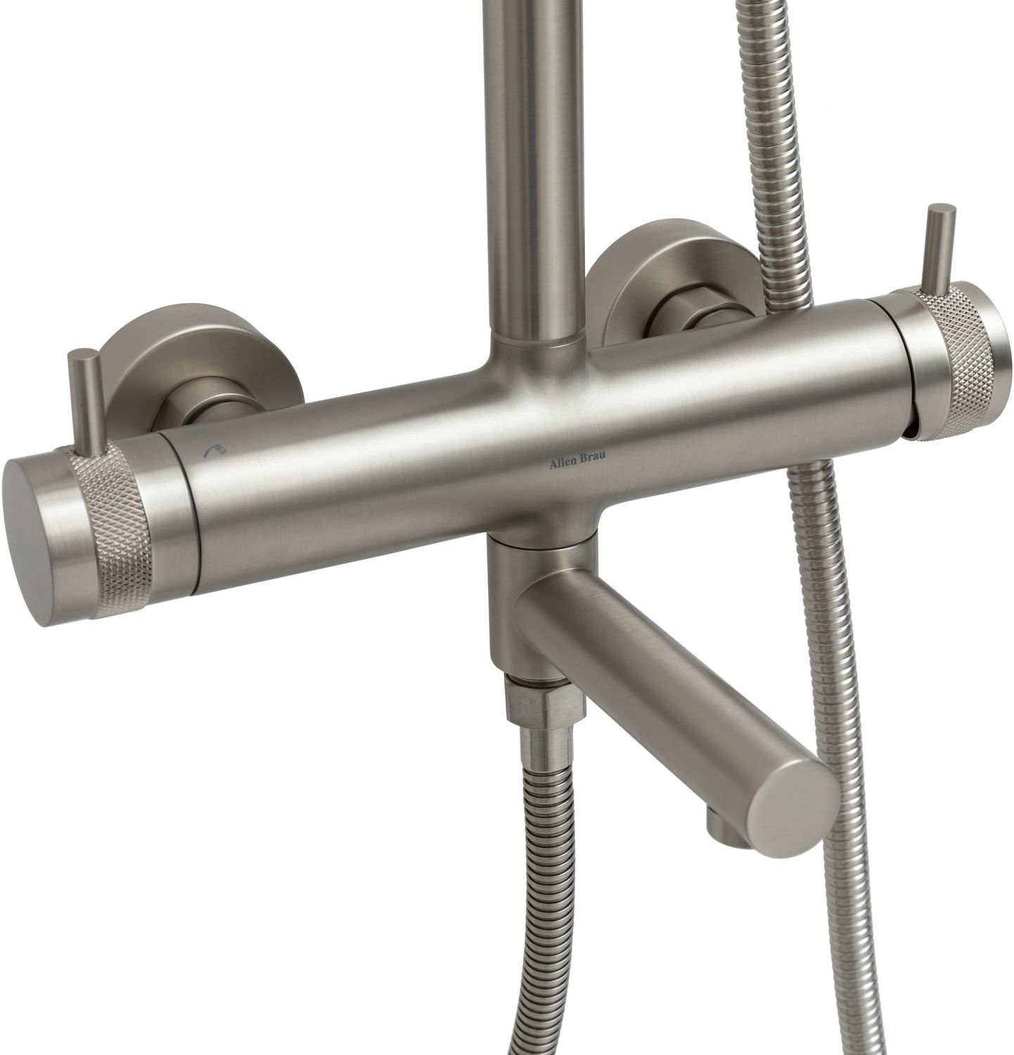Allen Brau Priority Душевая стойка: смеситель, ручной и верхний душ, шланг 150 см, цвет: никель браш 5.31A10-BN
