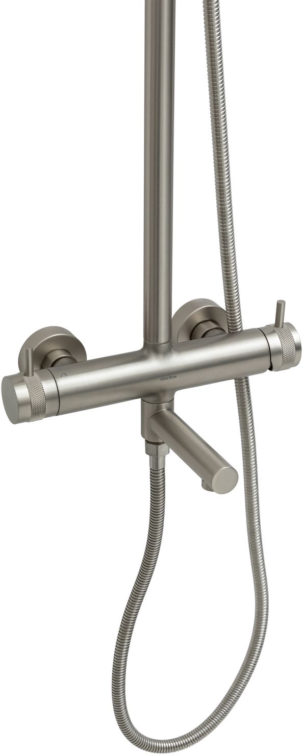 Allen Brau Priority Душевая стойка: смеситель, ручной и верхний душ, шланг 150 см, цвет: никель браш 5.31A10-BN