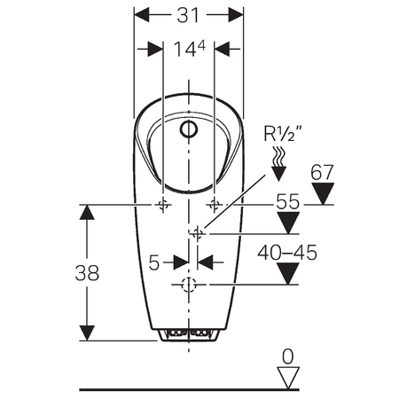 Geberit Preda Писсуар подвесной 31x37x69,5h см, сенсорный от батарек, цвет: белый 116.073.00.1