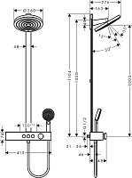 Hansgrohe Pulsify Душевая стойка: термостат, верхний душ 26 см, ручной душ, цвет: матовый черный 24240670