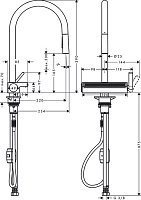 Hansgrohe Aquno Select M81 Смеситель для кух. мойки однорыч. 170, с выдв. изл. цвет: нержав. сталь 73837800