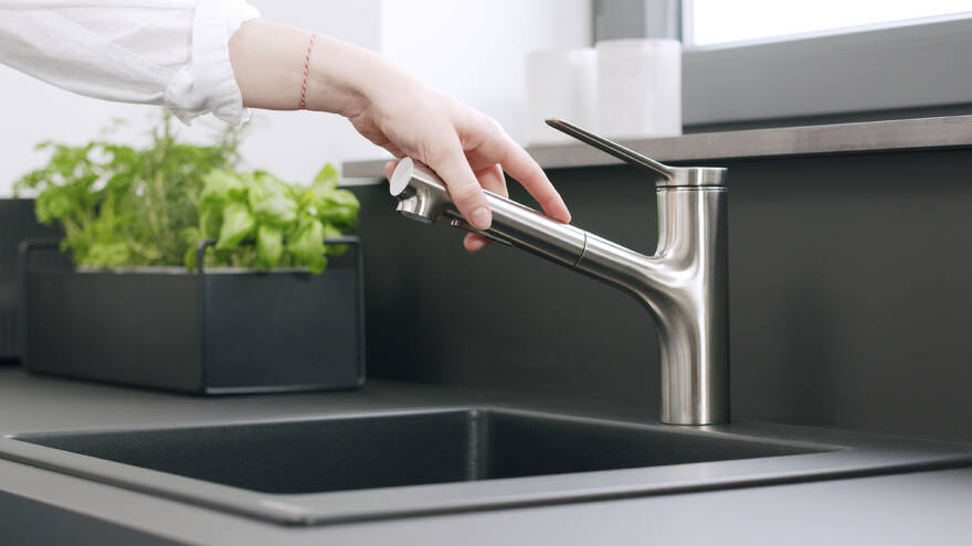 Hansgrohe Zesis Смеситель для кухни с выдвижным изливом, цвет: нержавеющая сталь 74803800