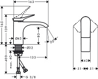 Hansgrohe Vivenis Смеситель для раковины однорычажный, без донного клапана, цвет: матовый черный 75012670