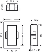 Hansgrohe XtraStoris Rock Полка в нишу встраиваемая 30х14х30h см, с дверью, цвет: нержавеющая сталь 56082800