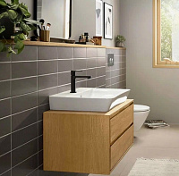 Hansgrohe Rebris E Смеситель для раковины однорычажный, с донным клапаном, цвет: матовый черный 72559670