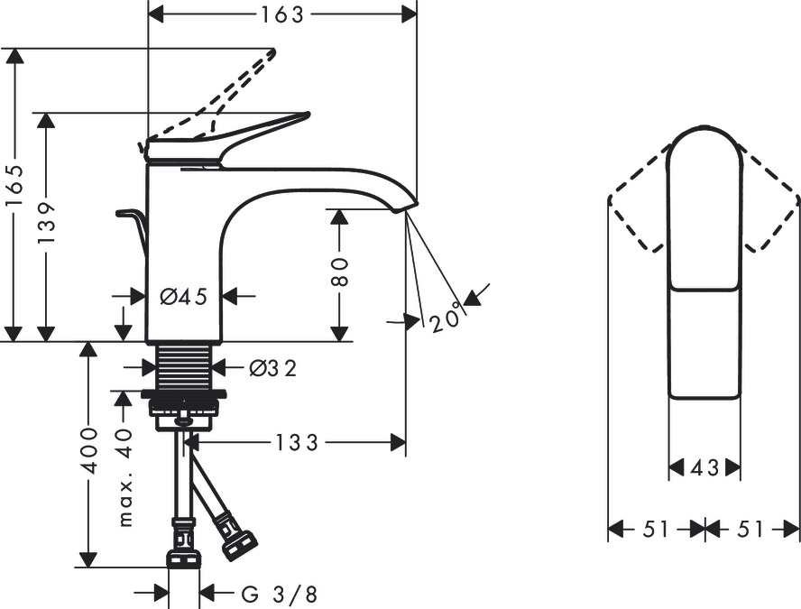 Hansgrohe Vivenis Смеситель для раковины однорычажный, с донным клапаном, цвет: матовый черный 75010670