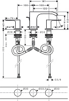 Hansgrohe Vivenis Смеситель для раковины на 3 отверстия двухвентильный, цвет: хром 75033000