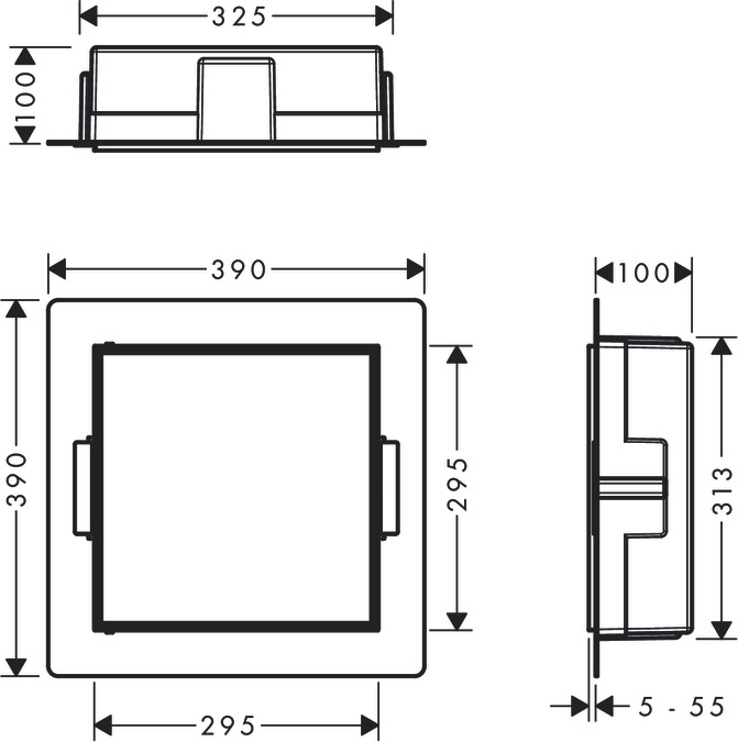 Hansgrohe XtraStoris Rock Полка в нишу встраиваемая 30х10х30h см, с дверью, цвет: матовый белый 56085700