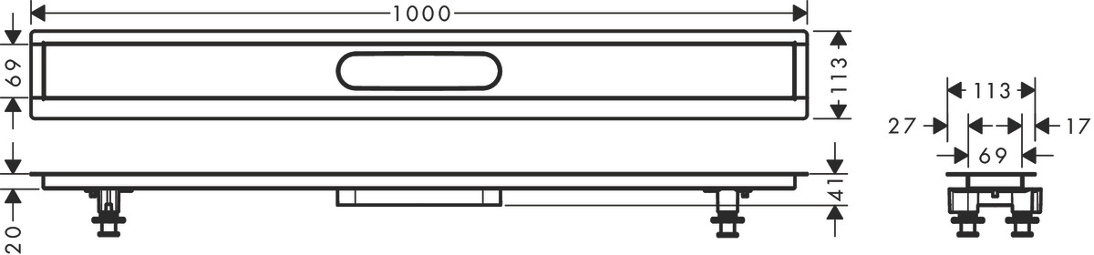 Hansgrohe RainDrain Внутренняя часть трапа 100 см цвет: серый 56014180