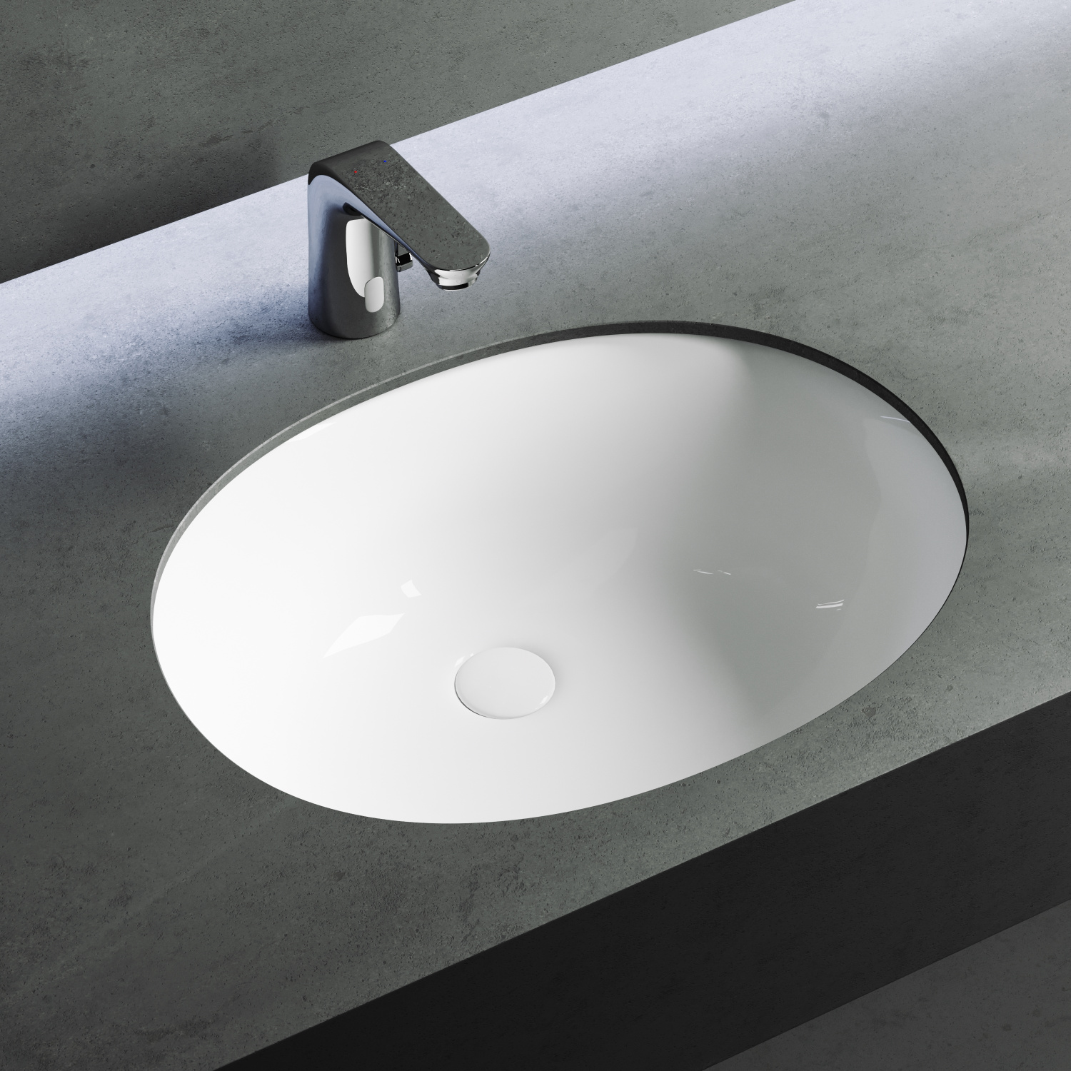 Ceramicanova Element Раковина под столешницу 51х42 см, с переливом, цвет: белый глянцевый CN6042