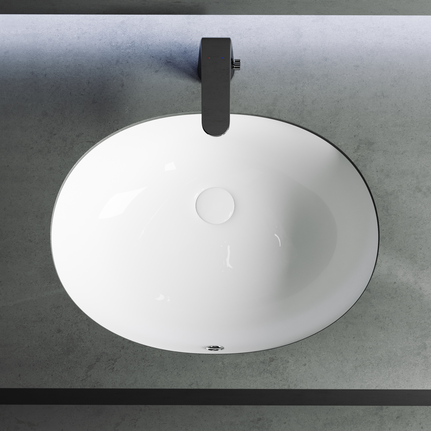 Ceramicanova Element Раковина под столешницу 51х42 см, с переливом, цвет: белый глянцевый CN6042