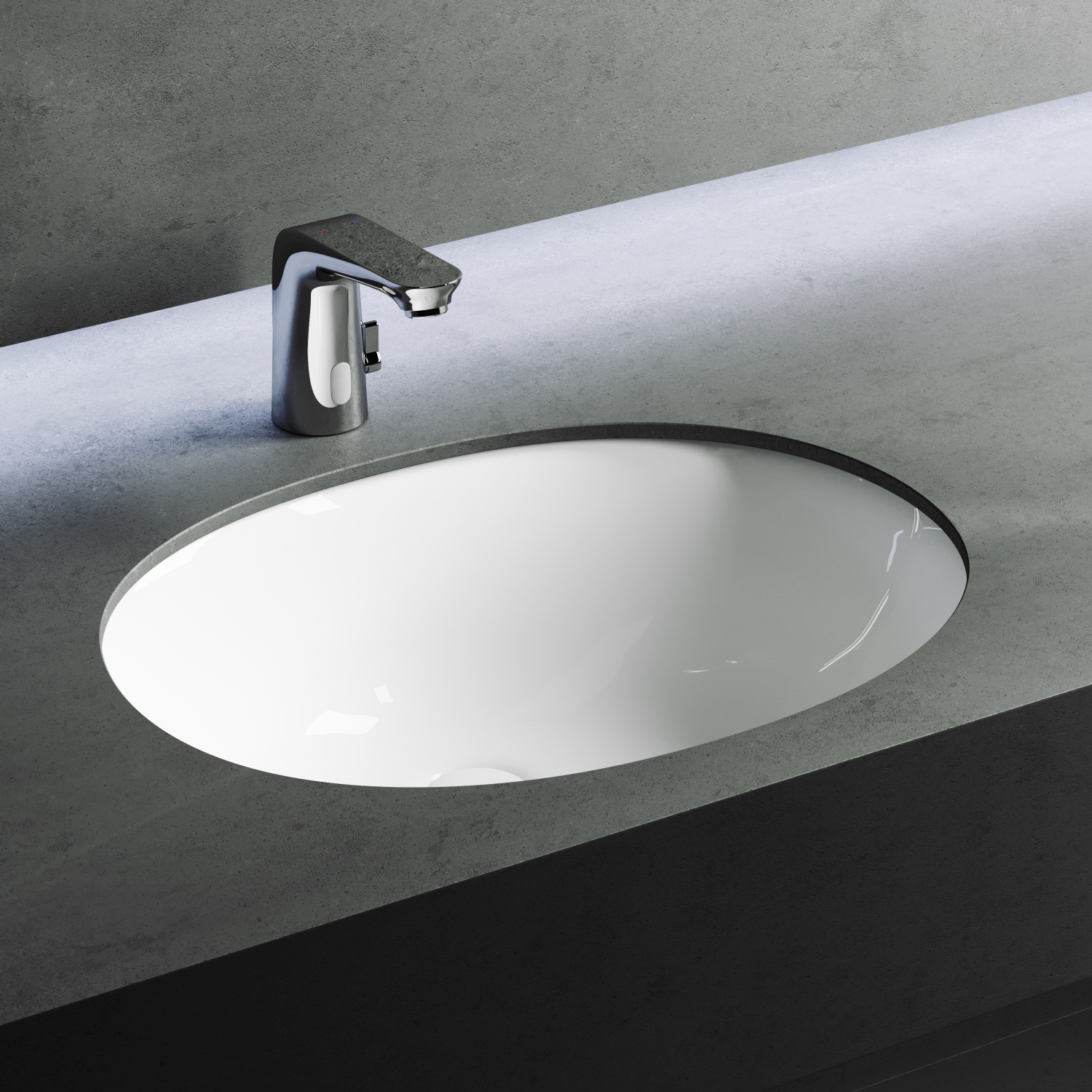Ceramicanova Element Раковина под столешницу 51х42 см, с переливом, цвет: белый глянцевый CN6042