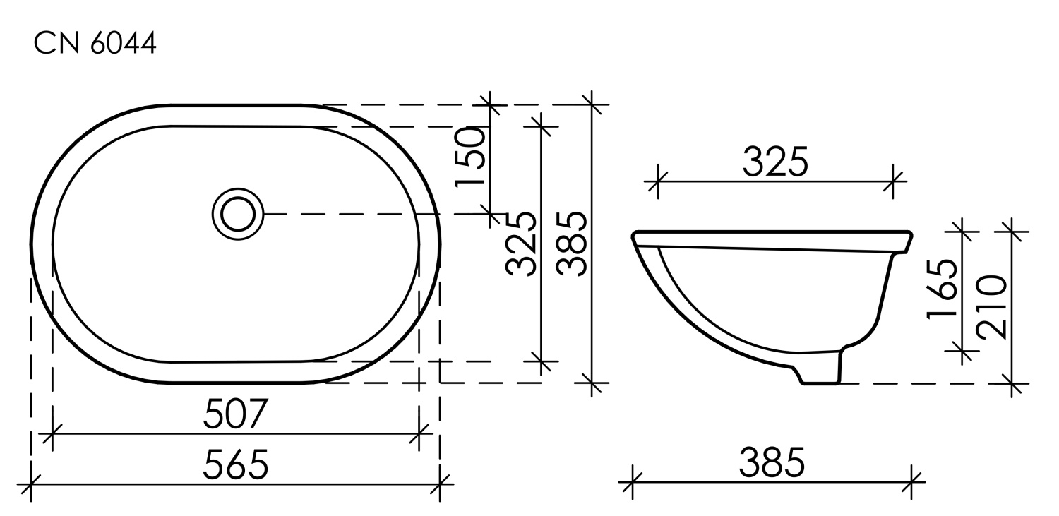 Ceramicanova Element Раковина под столешницу 56х42 см, без перелива, цвет: белый глянцевый CN6043