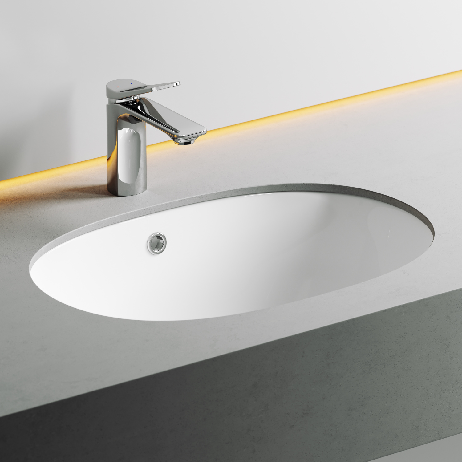 Ceramicanova Element Раковина в столешницу 56,5х38,5 см, с переливом, цвет: белый глянцевый CN6044