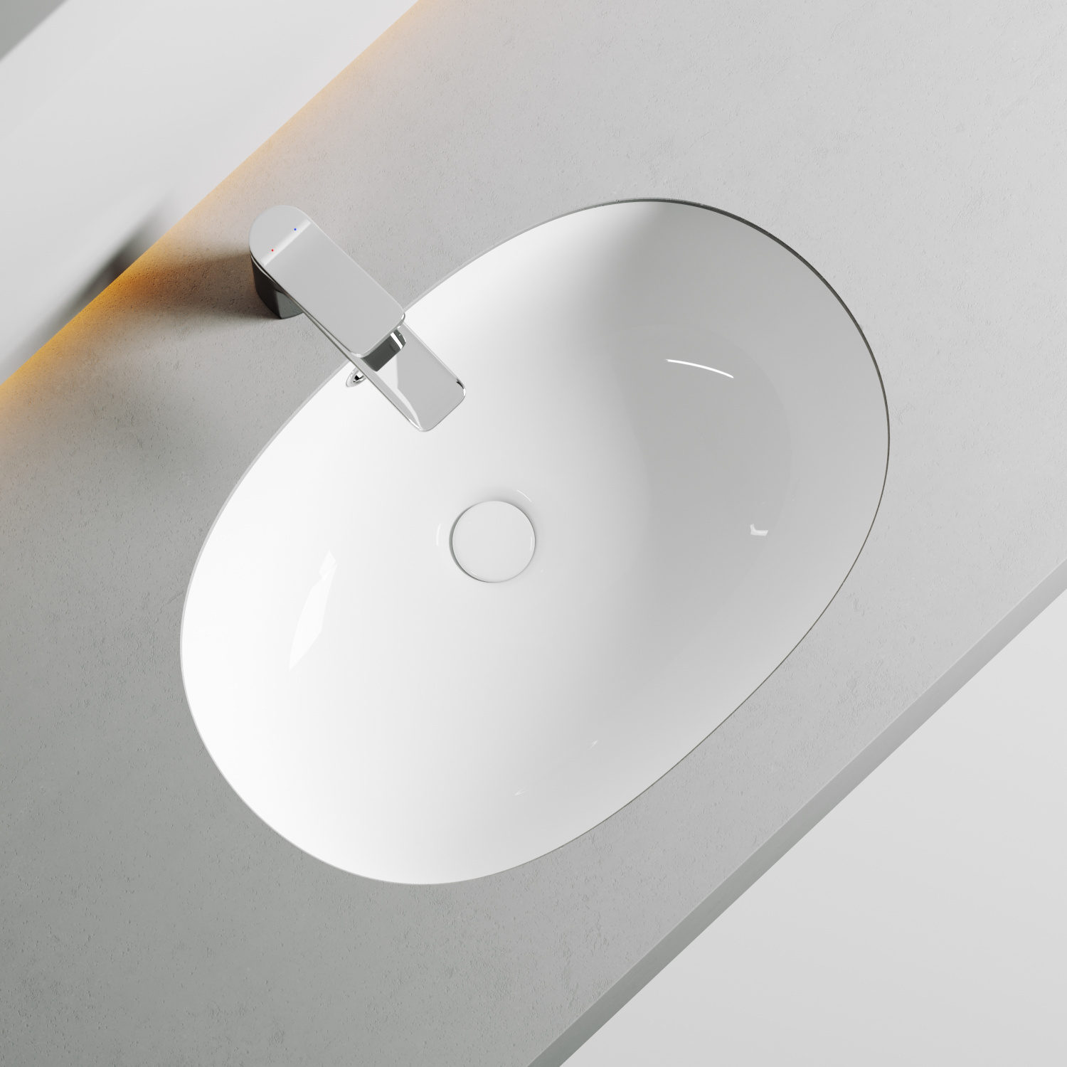 Ceramicanova Element Раковина в столешницу 56,5х38,5 см, с переливом, цвет: белый глянцевый CN6044