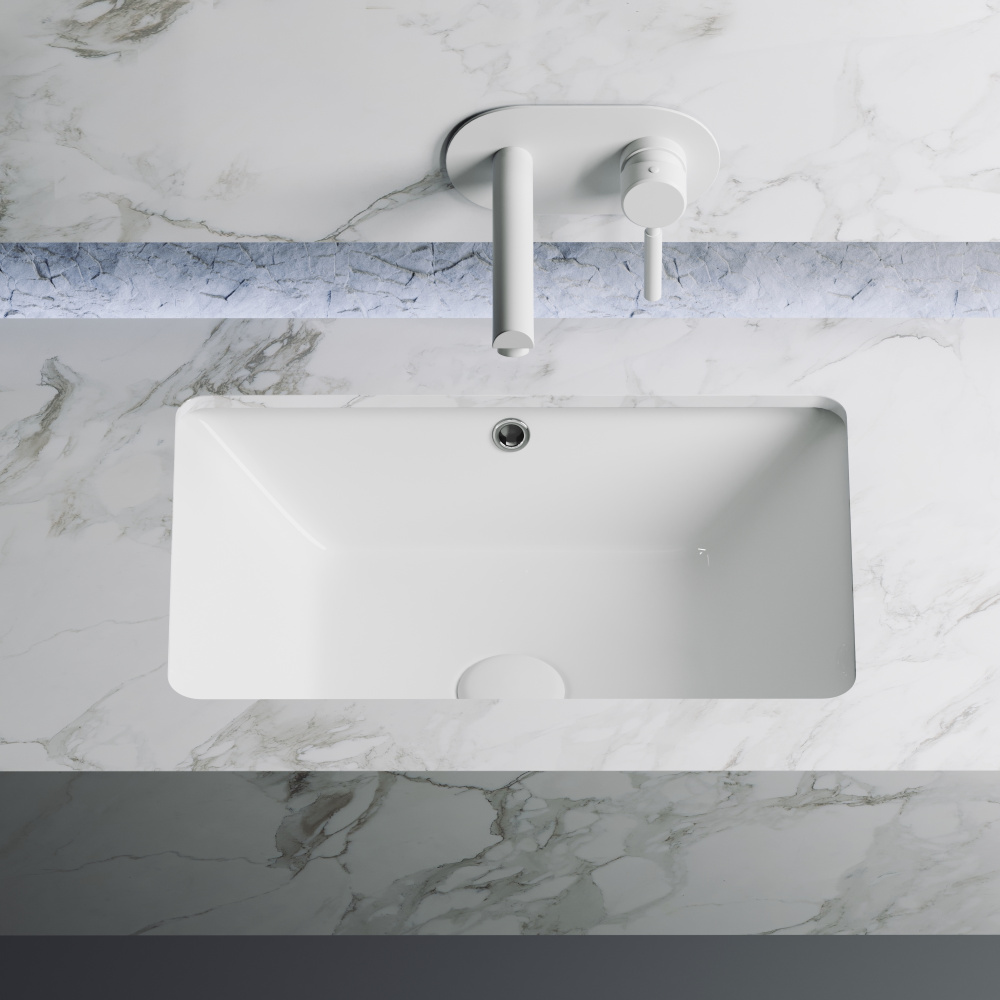 Ceramicanova Element Раковина встраиваемая под столешницу 55х40 см, перелив, цвет: белый глянцевый CN6045