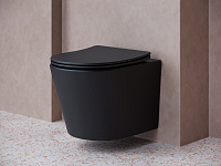 Ceramicanova Balearica Унитаз подвесной 36,5х49 см, безободковый с крышкой, цвет: черный матовый CN6000MB