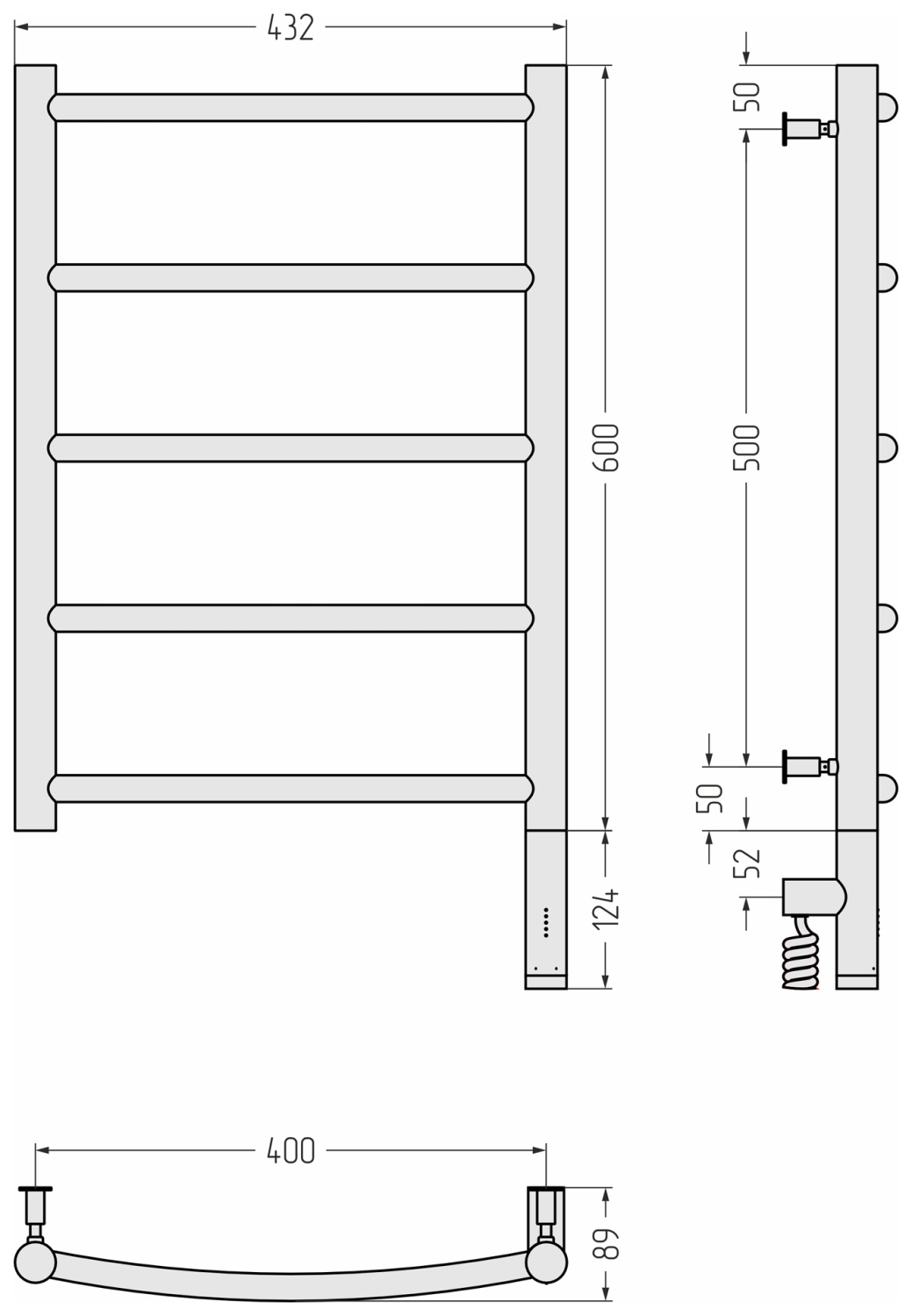 Сунержа Галант 3.0 Полотенцесушитель электрический 43,2x72,4h см, правое, шампань 020-5801-6040