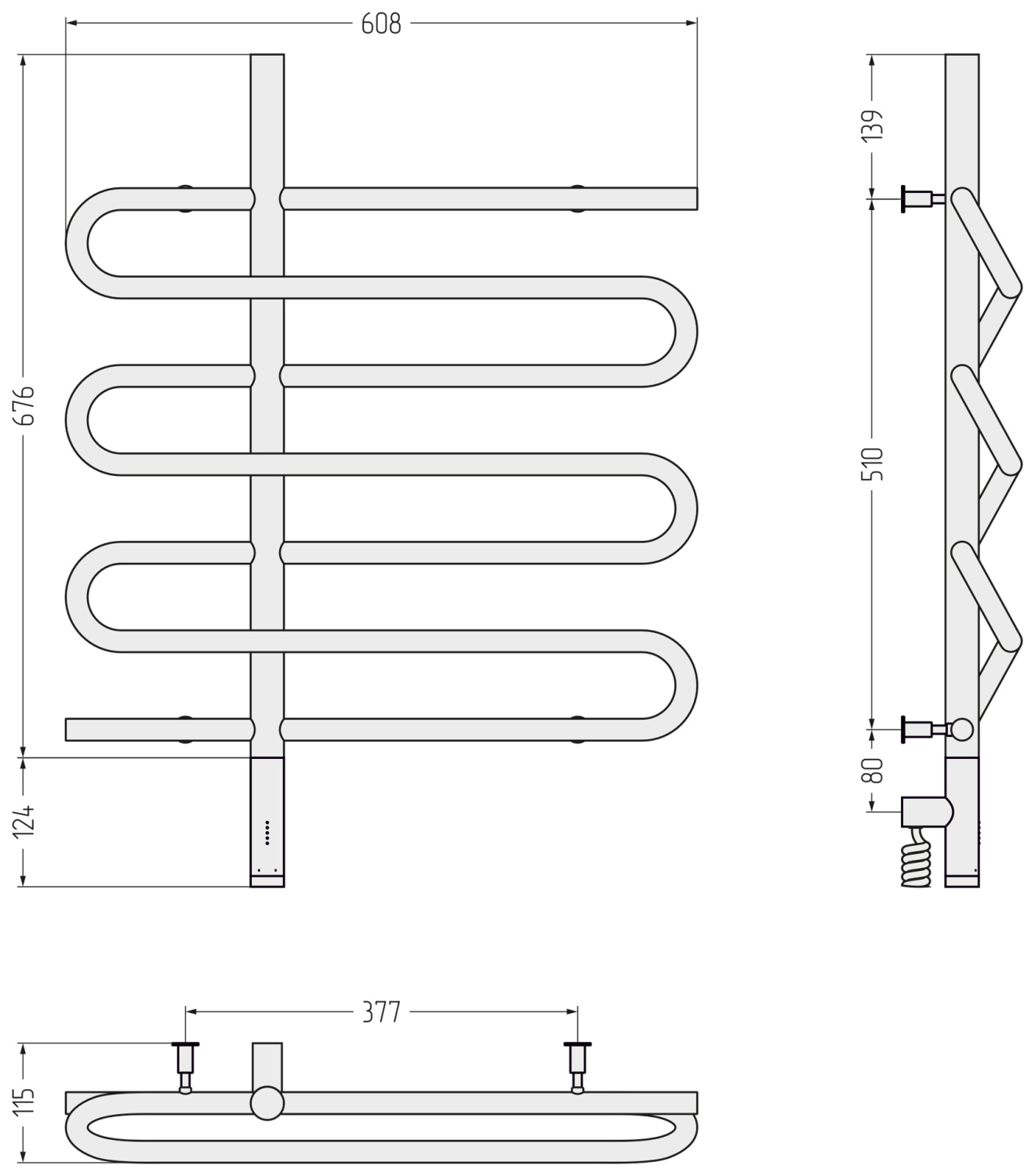Сунержа Эпатаж 3.0 Полотенцесушитель электрический 60,8x80h см, левое, цвет: шампань 020-5850-8060