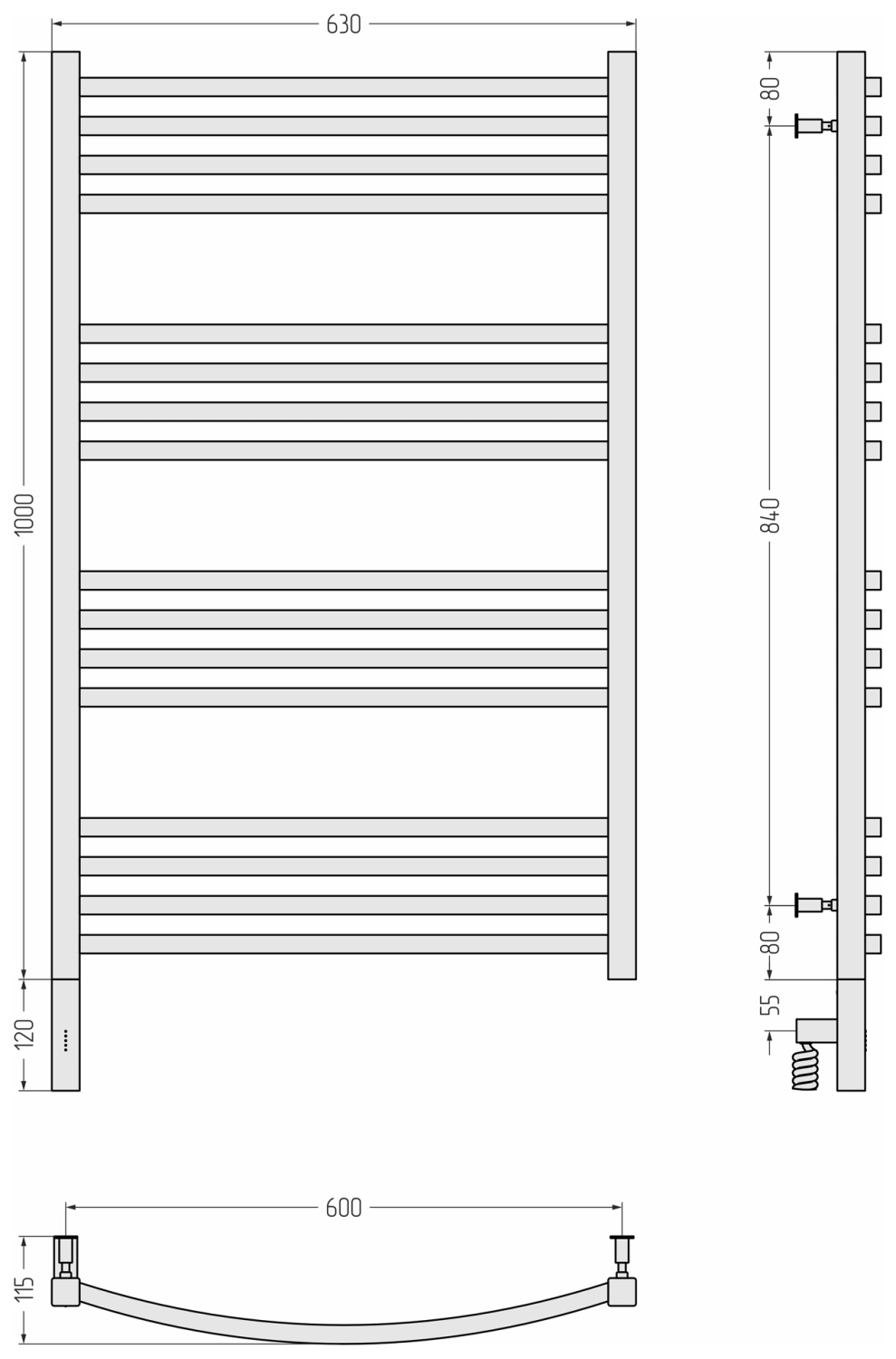 Сунержа Аркус 3.0 Полотенцесушитель электрический 63x112h см, лев., цвет: мат. шампань 022-5704-1060
