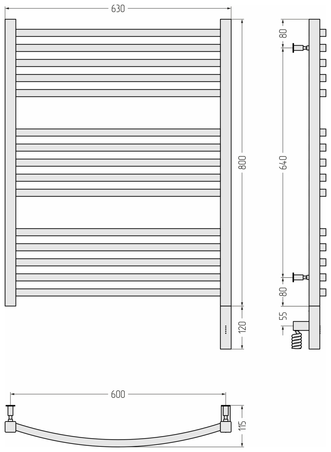 Сунержа Аркус 3.0 Полотенцесушитель электрический 63x92h см, прав., цвет: мат. шампань 022-5705-8060
