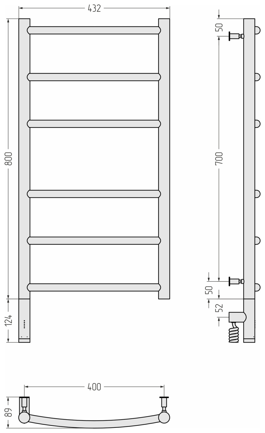 Сунержа Галант 3.0 Полотенцесушитель электрический 43,2x92,4h см, левое, мат. шампань 022-5800-8040