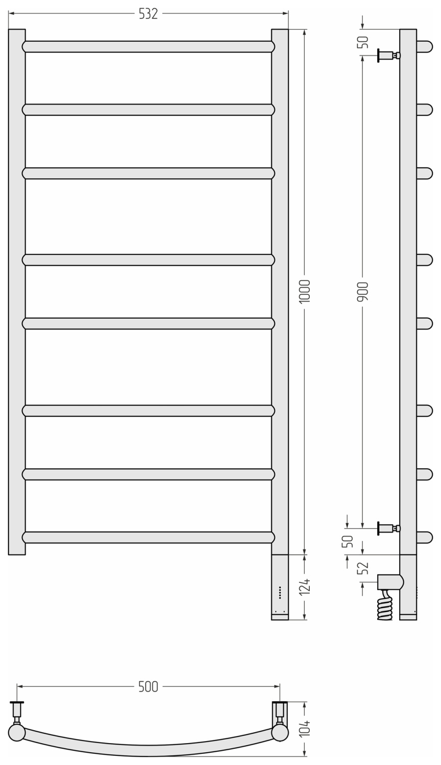 Сунержа Галант 3.0 Полотенцесушитель электрический 53,2x112,4h см, прав., мат. шампань 022-5801-1050
