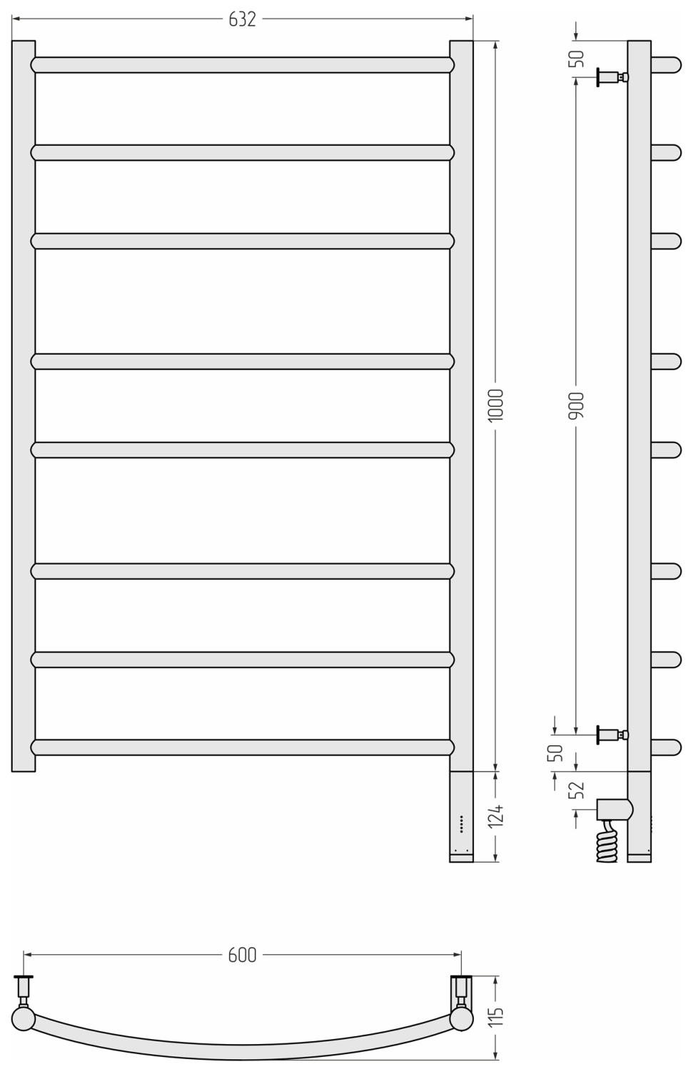Сунержа Галант 3.0 Полотенцесушитель электрический 63,2x112,4h см, прав., мат. шампань 022-5801-1060