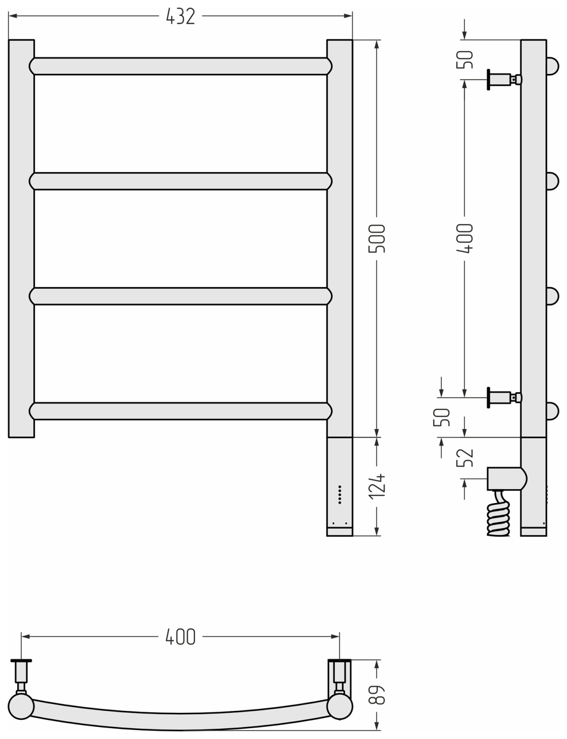 Сунержа Галант 3.0 Полотенцесушитель электрический 43,2x62,4h см, правое, мат. шампань 022-5801-5040