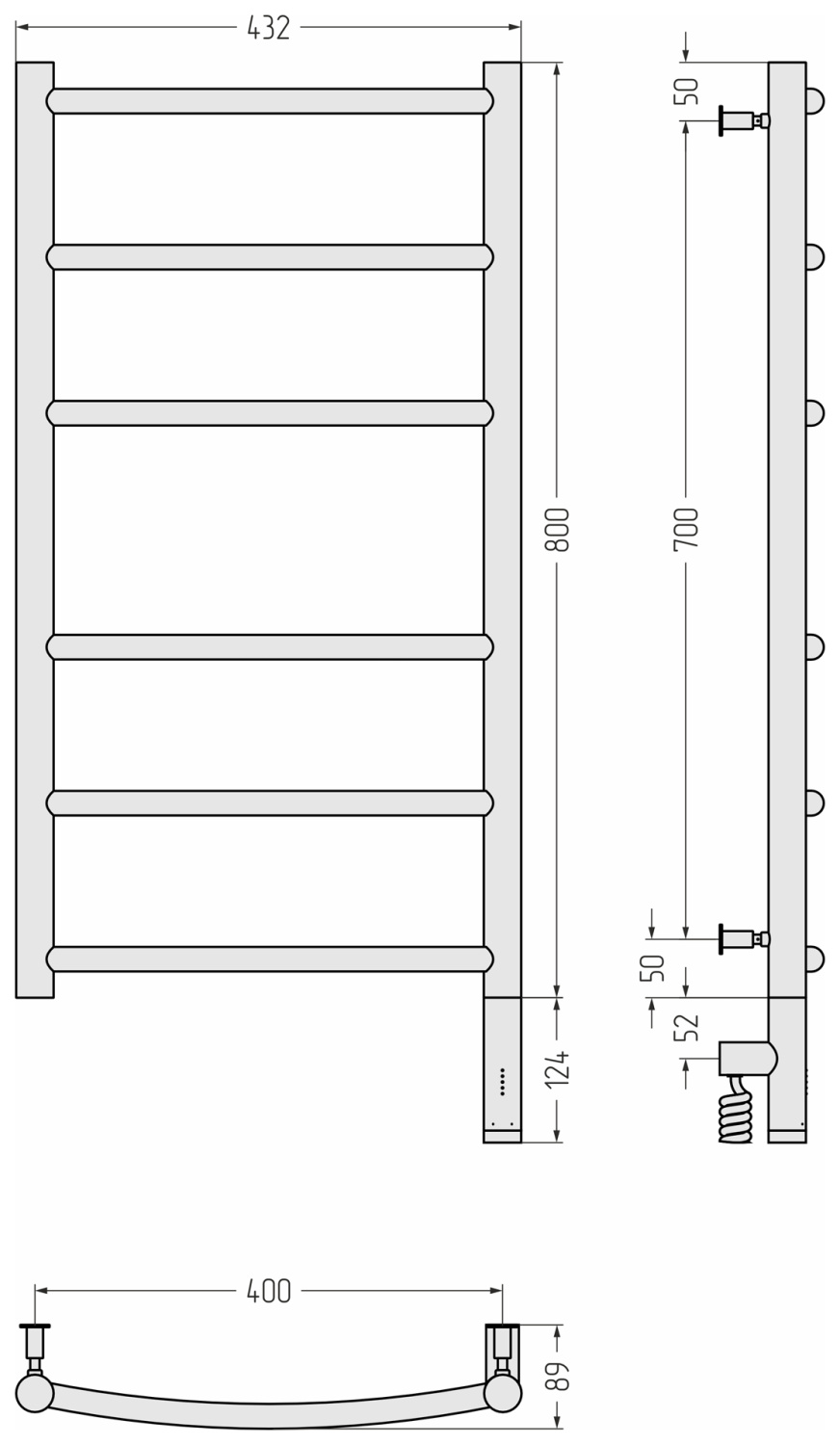 Сунержа Галант 3.0 Полотенцесушитель электрический 43,2x92,4h см, правое, мат. шампань 022-5801-8040
