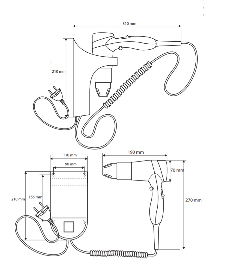 Bemeta Hotel Фен с держателем, цвет: белый 945233066