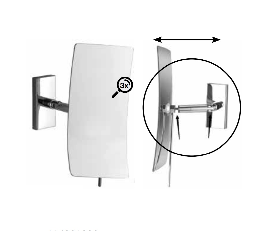 Bemeta Косметическое зеркало, подвесное, 3х кр. увелич., 13x24h см, цвет: хром 116201222