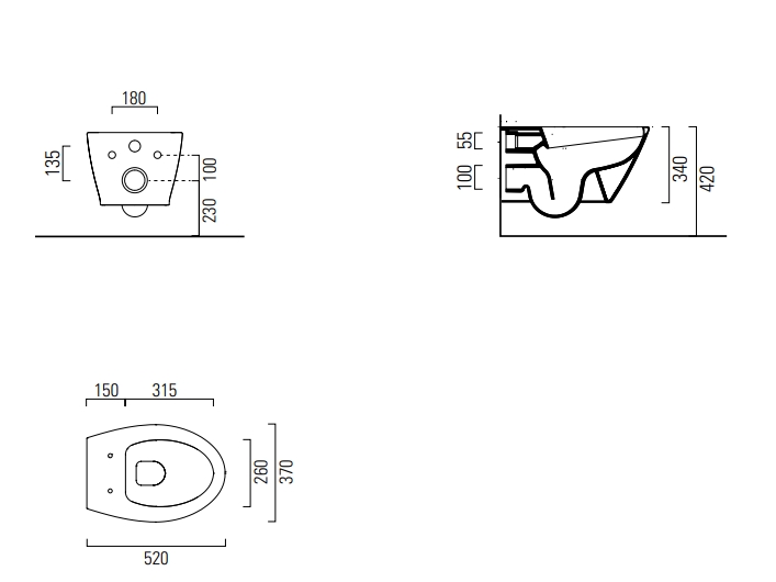 GSI Modo Унитаз подвесной 52x37 см безободковый, смыв swirlflush, цвет: белый матовый 981609