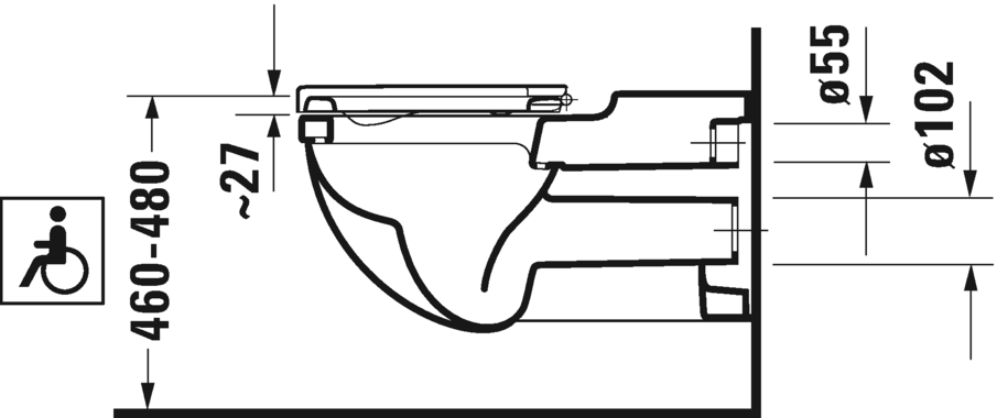Duravit Starck 3 Унитаз для инвалидов подвесной 37x70x35,5h см, цвет: белый 2203090000